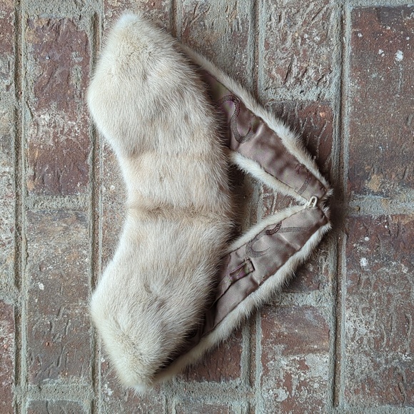 Vintage Mid Century Cream Mink Detachable Fur Collar - Picture 3 of 4